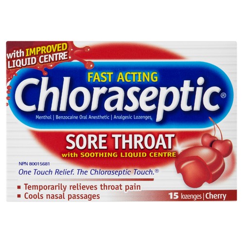 Chloraseptic Lozenges Fast Acting Sore Throat Liquid Filled Cherry 15 EA 