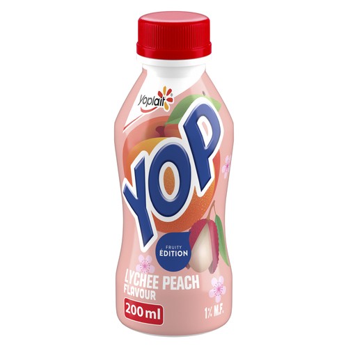 Yoplait Yop 1% Drinkable Yogurt Limited Edition Lychee Peach 200 ml (bottle)