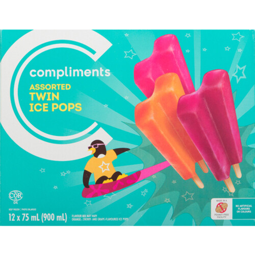 Compliments Twin Ice Pops Assorted 12 x 75 ml