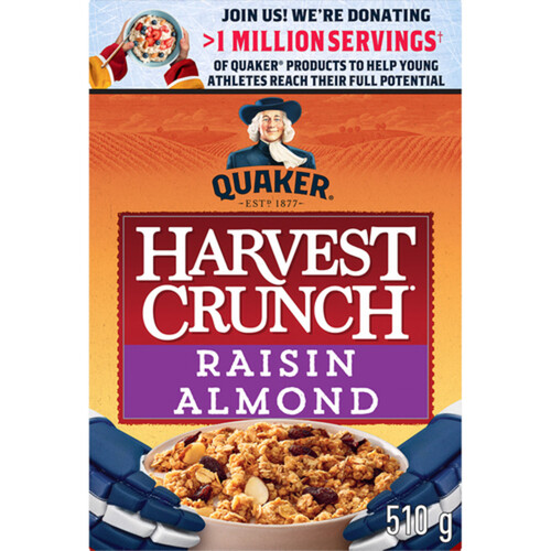 Quaker Harvest Crunch Granola Cereal Raisin Almond 510 g