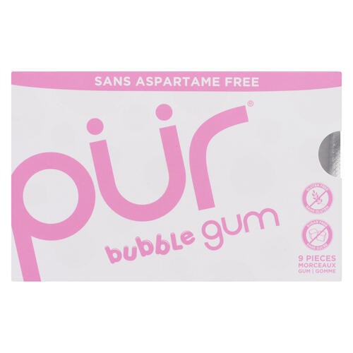 Pur Gum Sugar-Free Chewing Gum Bubblegum 9 Pieces 12.6 g