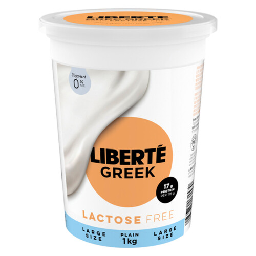 Liberté Greek Lactose-Free 0% Yogurt High Protein Plain 1 kg