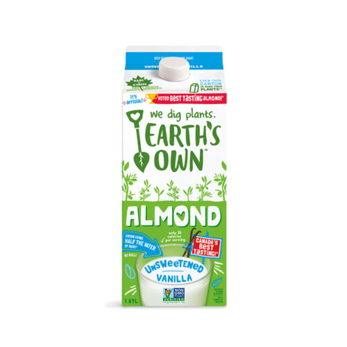 Earth's Own Almond Milk Unsweetened Vanilla Dairy-Free Plant-Based Beverage 1.89 L