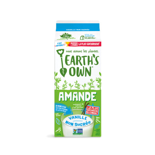 Earth's Own Almond Milk Unsweetened Vanilla Dairy-Free Plant-Based Beverage 1.89 L