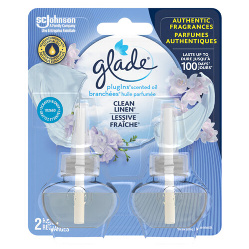 Glade Plug-Ins Scented Oil Air Freshener Clean Linen 2 Refills