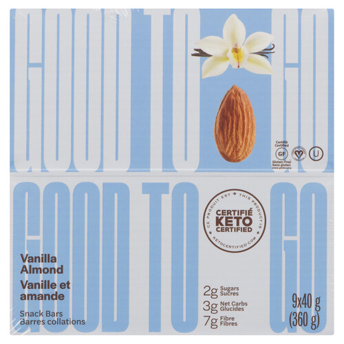 Good To Go Gluten-Free Keto Bar Vanilla Almond 9 x 40 g