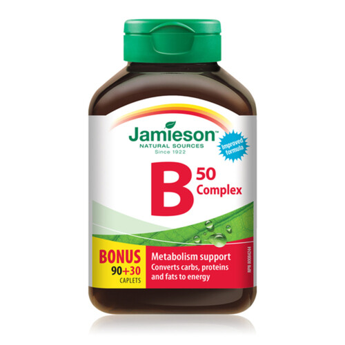 Jamieson Vitamin B Complex 50 mg Supplement Caplets 120 Count