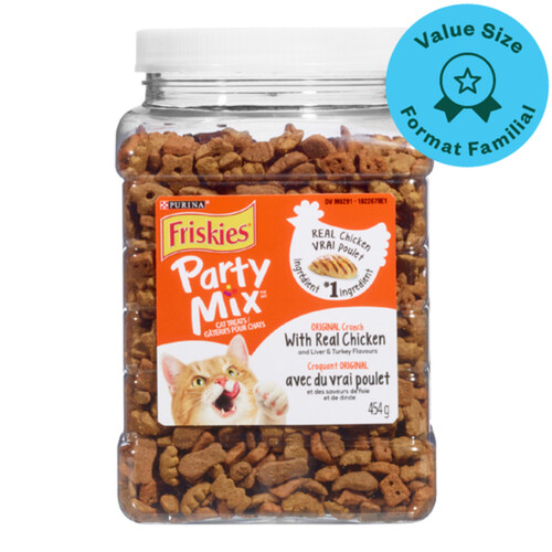 Friskies Cat Treats Party Mix Original Crunch with Real Chicken 454 g