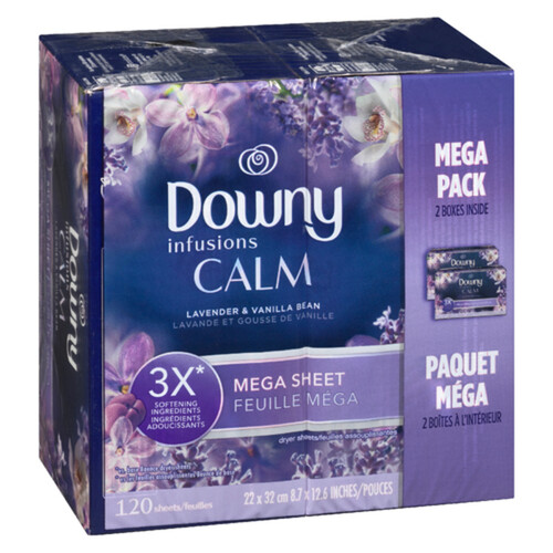 Downy Infusion Fabric Sheets Calm Lavender & Vanilla Bean 120 Count