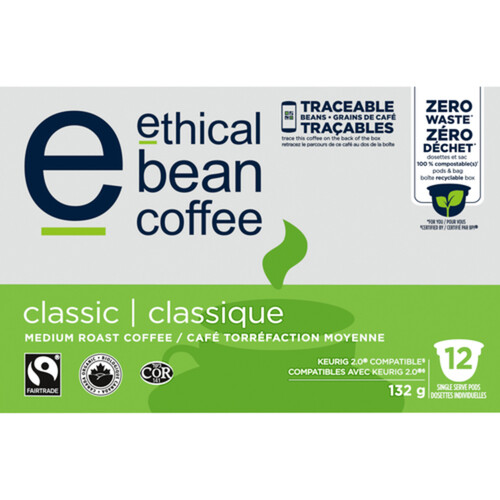 Ethical Bean Coffee Pods Classic Medium Roast 12 K-Cups 132 g