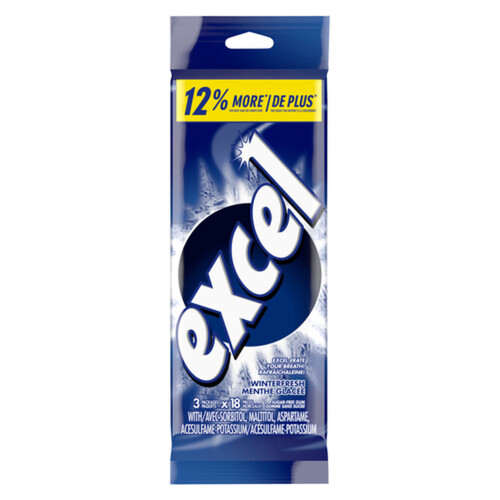 Excel Sugar-Free Chewing Gum Winterfresh 18 Pieces 3 Pack