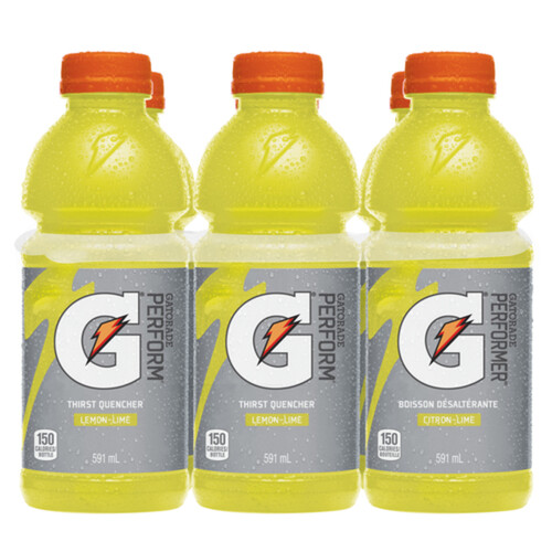 Gatorade Sports Drink Lemon Lime 6 x 591 ml (bottles)