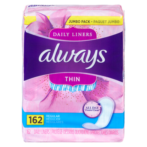 Always Daily Thin Liners Regular 162 Count