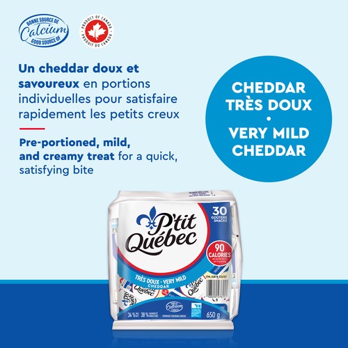 P'tit Québec Snacking Cheese Cheddar Very Mild 30 Pack 650 g