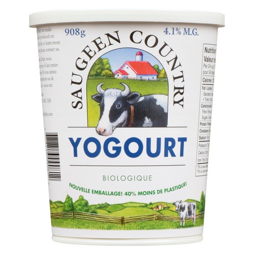 Saugeen Organic 4.1% Whole Milk Yogurt Plain 908 g