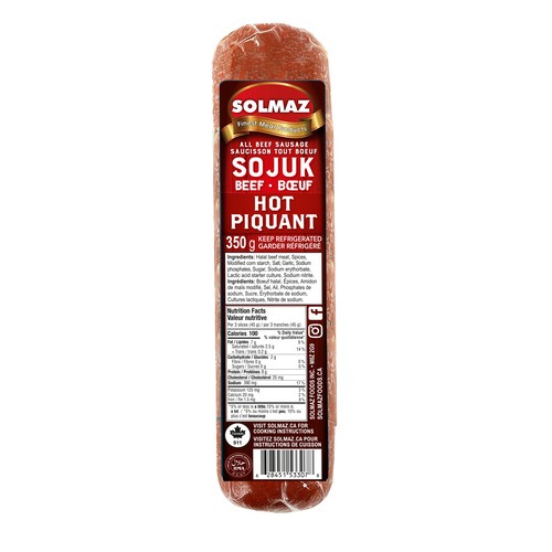Solmaz Sojuk Beef Sausage Chub Hot 350 g