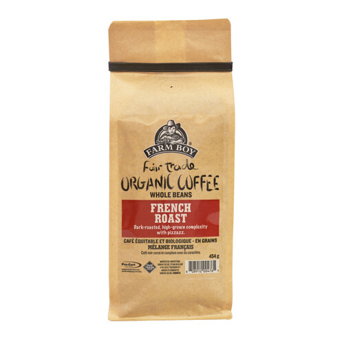 Farm Boy Organic Whole Bean Coffee Fair Trade French Roast 454 g