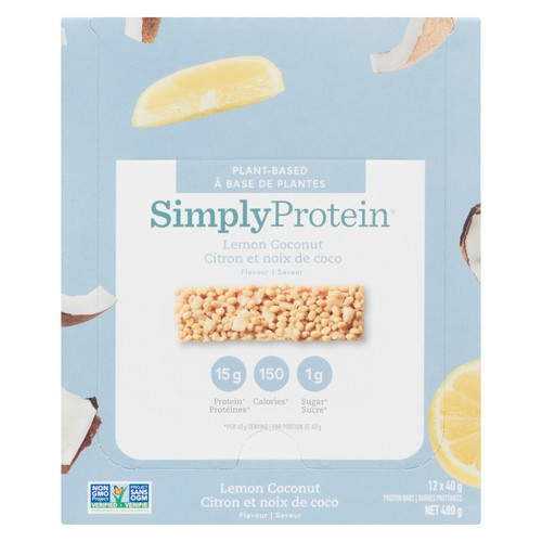 Simply Protein Plant-Based Protein Bars Lemon Coconut 12 x 40 g