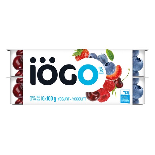 iÖGO 0% Yogurt Strawberry Raspberry Cherry Blueberry 16 x 100 g