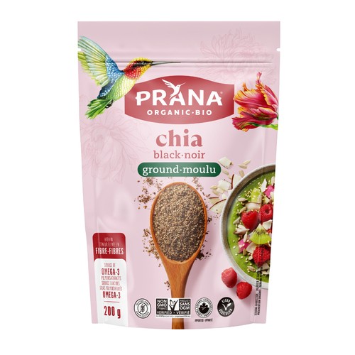 Prana Organic Gluten-Free Ground Chia Black 200 g