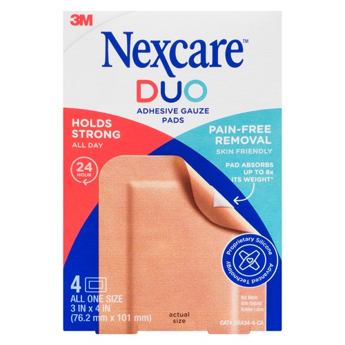 Nexcare Duo Adhesive Gauze Pads 1 Pack