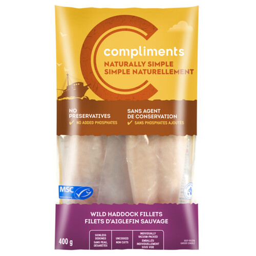 Compliments Naturally Simple Frozen Wild Haddock Fillets 400 g