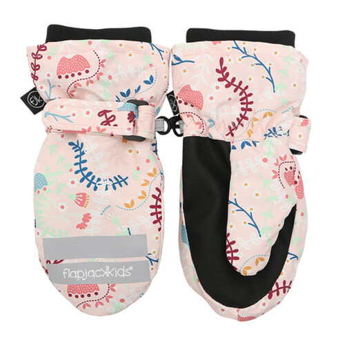 FlapJack Water Repellent Ski Mittens Floral Pink Small 1 Pair