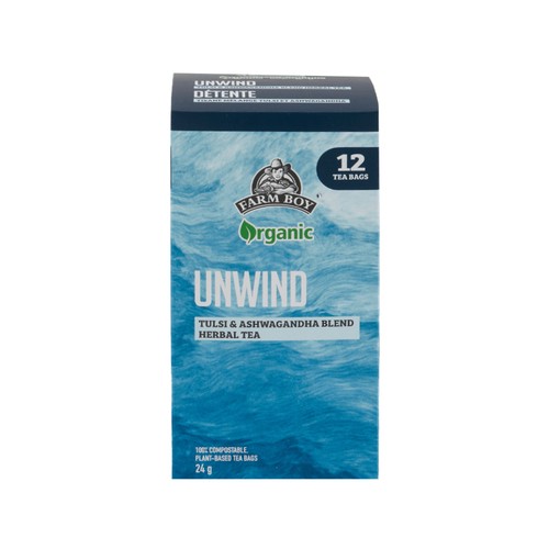 Farm Boy Organic Herbal Tea Unwind Tulsi & Ashwagandha Blend 24 g