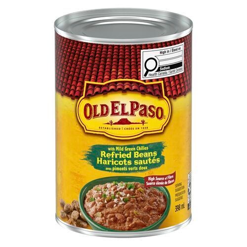 Old El Paso Canned Refried Beans With Mild Green Chilies 398 ml