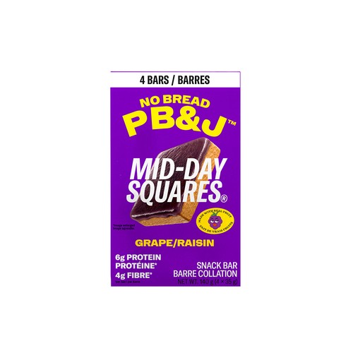 Mid-Day Squares Snack Bars No Bread PB&J Grape 4 x 35 g