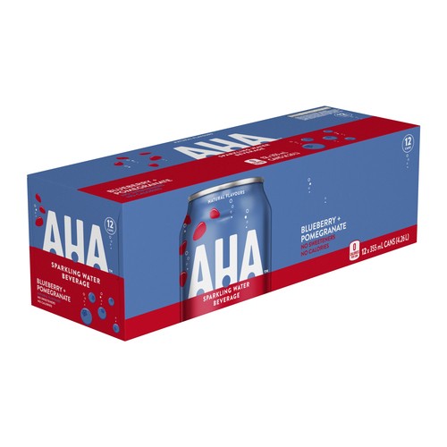 Aha Sparkling Water Blueberry Pomegranate Fridge Pack 12 x 355 ml (cans)