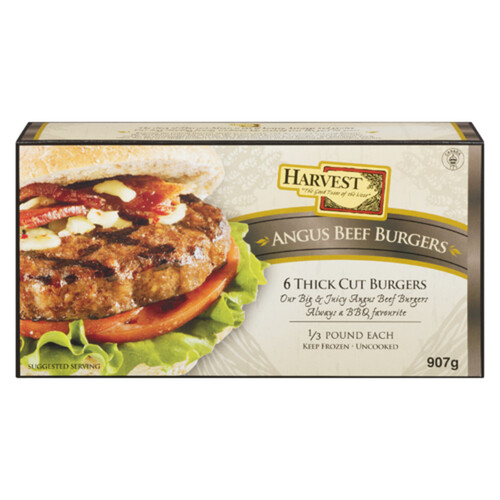 Harvest Meats Frozen Burgers Angus Beef 907 g