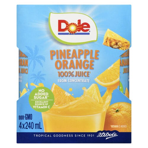 Dole Juice Pineapple Orange 4 x 240 ml