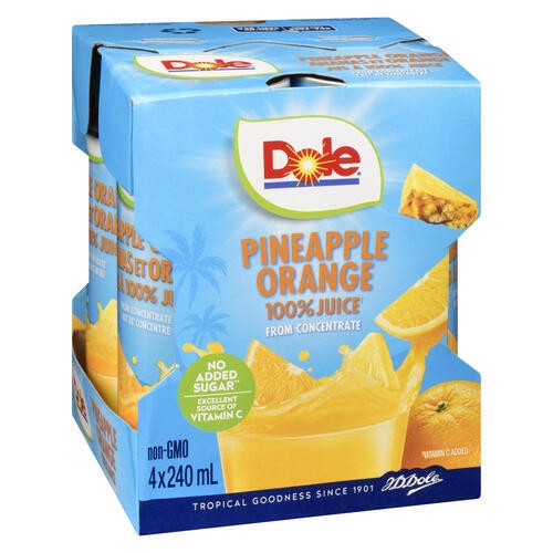 Dole Juice Pineapple Orange 4 x 240 ml