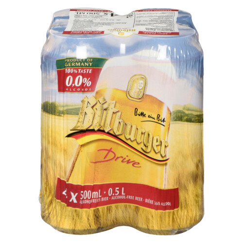 Bitburger Non Alcoholic Beer 4 x 500 ml (cans) Voilà Online Groceries