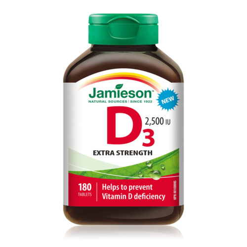 Jamieson Vitamin D3 Extra Strength 2500 IU Tablets 180 Count