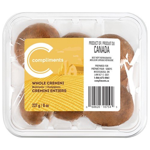 Compliments Mushrooms Whole Cremini 227 g