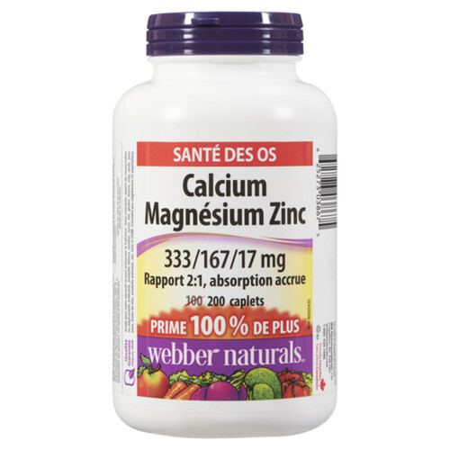 Webber Naturals Bonus Calcium Magnesium With Zinc 200 Capsules