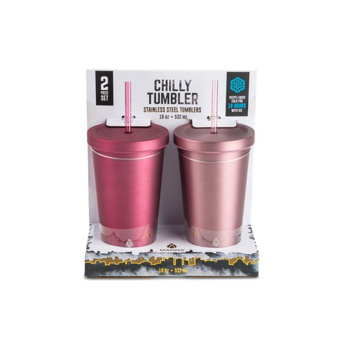 Manna Stainless Steel Chilly Tumbler Rose Dusty Rose Matte 2 Piece set