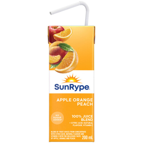SunRype Juice Apple Orange Peach Boxes 5 x 200 ml Voilà Online