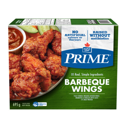 Prime Frozen Chicken Wings Barbeque Raised Without Antibiotics 695 g