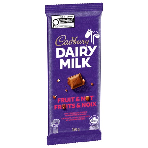 Cadbury Dairy Milk Chocolate Bar Fruit & Nut Raisins & Almonds 180 g