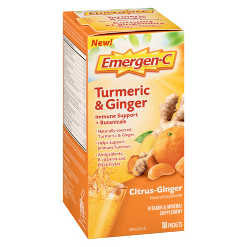 Emergen-C Supplement Immune System Turmeric & Ginger 18 Count