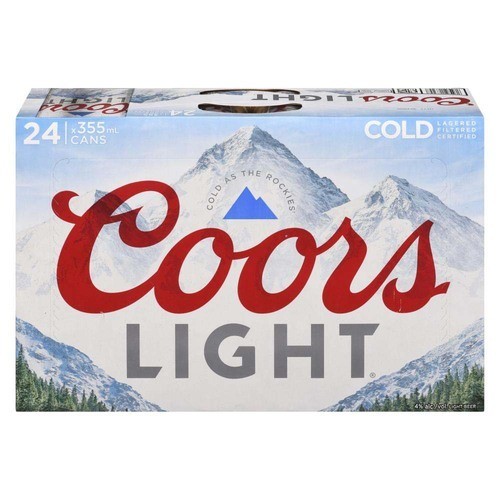 Coors Light Beer 4% Alcohol 24 x 355 ml (cans)