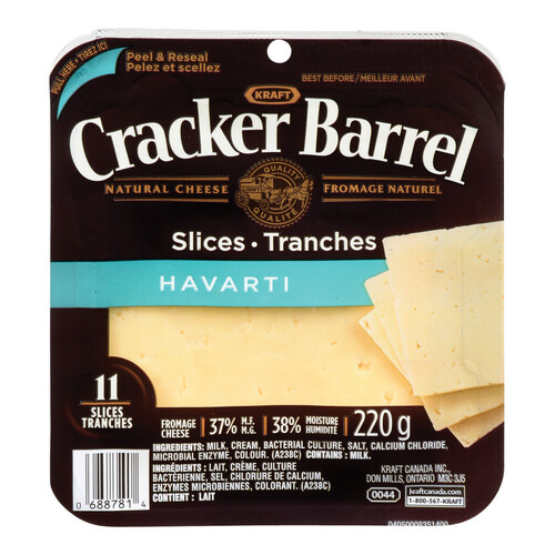 Cracker Barrel Cheese Slices Havarti 11 slices 220 g