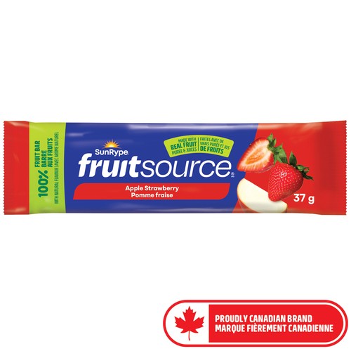 SunRype Fruitsource 100% Fruit Bar Apple Strawberry 37 g