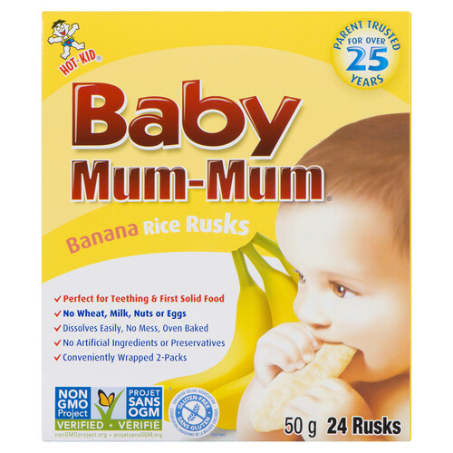 Hot-Kid Mum-Mum Gluten-Free Baby Rice Snacks Banana 24 Rusks 50 g