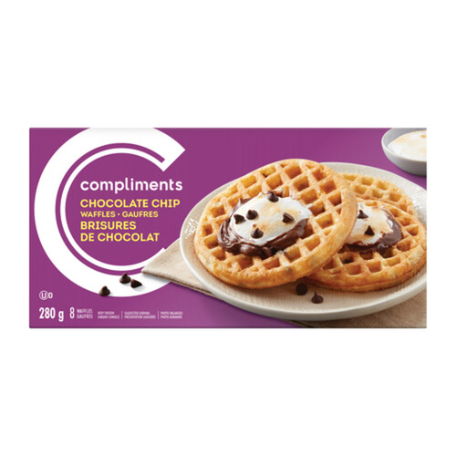 Compliments Frozen Waffles Chocolate Chip 8 Pack 280 g 