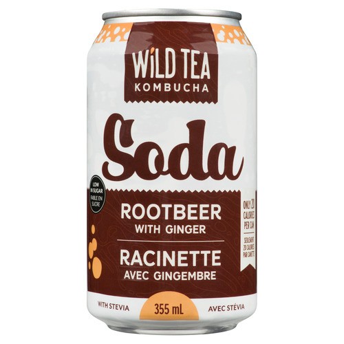 Wild Tea Ginger Root Beer Soda Kombucha 355 ml