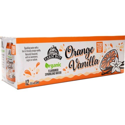 Farm Boy Organic Sparkling Water Orange Vanilla 12 x 355 ml (cans